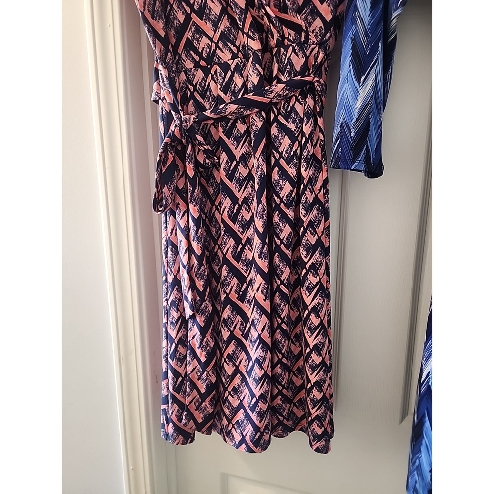 Liz Claiborne Neck Faux Wrap Dress Tie Belt Stretch Office Modest Corporate Lot - Picture 8 of 16